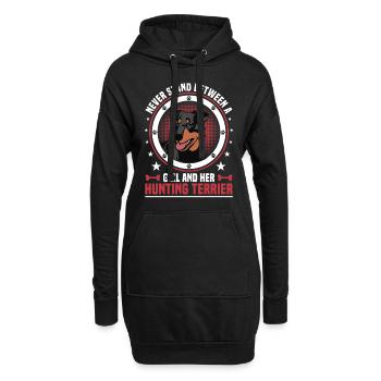 Fille de Hunting Terrier et son Terrier de chasse allemand - Sweat-shirt à capuche long Femme - noir - Devant
