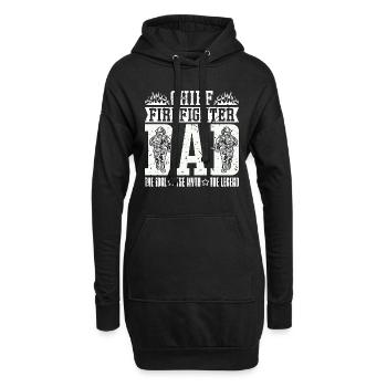 Chef pompier Papa L’idole Le mythe Pompier - Sweat-shirt à capuche long Femme - noir - Devant