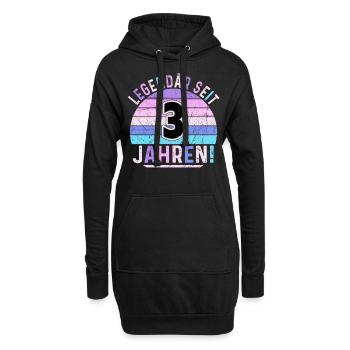 3 Jahre Geschenk 3. Geburtstag Junge Mädchen - Hoodie-Kleid - Schwarz - Vorne