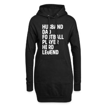 Football américain mari papa joueur de football héros - Sweat-shirt à capuche long Femme - noir - Devant
