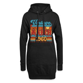 März 1960, Jahrgang März 1960 Jubiläumsgeschenk. - Hoodie-Kleid - Schwarz - Vorne