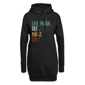 Legendär. Seit. März. 2017. Retro Birthday - Hoodie-Kleid - Schwarz - Vorne