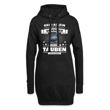 Geld allein macht nicht glücklich aber Tauben - Hoodie-Kleid - Schwarz - Vorne
