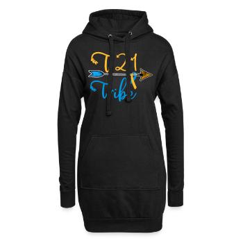 Sensibilisation au syndrome de Down Ruban bleu jaune T21 - Sweat-shirt à capuche long Femme - noir - Devant