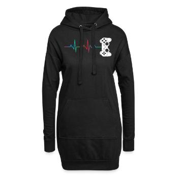 Gamer Heartbeat Controller Retro Video Game Lover - Hoodie Dress - black - Front