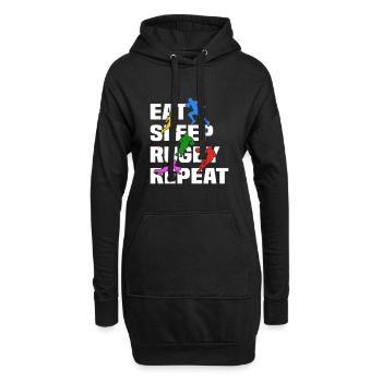 Eat Sleep Rugby Repeat - Rugby Player Rugby Sport - Hoodie-Kleid - Schwarz - Vorne