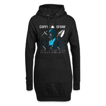 Le café du data miner avant l’amateur de café de la science des données - Sweat-shirt à capuche long Femme - noir - Devant