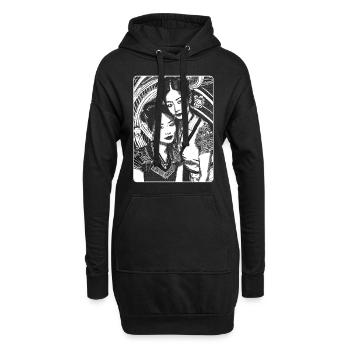 Stolze chinesische Tradition: Frauenporträt-Shirt - Hoodie-Kleid - Schwarz - Vorne
