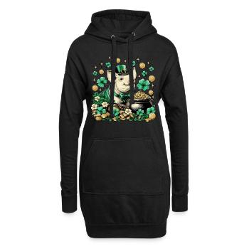 Süßes Glücksschwein Silvester Neujahr - Hoodie-Kleid - Schwarz - Vorne