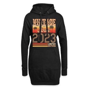 anniversaire 2023. Vintage né en 2023 anniversaire - Sweat-shirt à capuche long Femme - noir - Devant