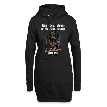 Was mit Menschen machen, schubsen wäre toll - Hoodie-Kleid - Schwarz - Vorne