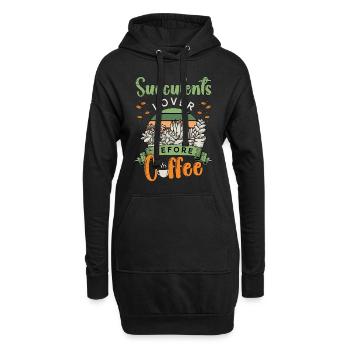 Succulents Lover Before Potted Plant Coffee Lover - Hoodie-Kleid - Schwarz - Vorne