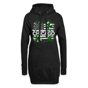Drapeau américain Chicago Saint-Patrick - Sweat-shirt à capuche long Femme - noir - Devant