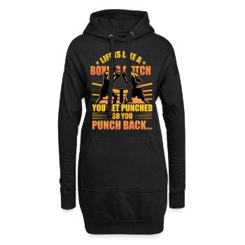 Das Leben ist wie ein Boxkampf, du wirst geschlagen, also - Hoodie-Kleid - Schwarz - Vorne