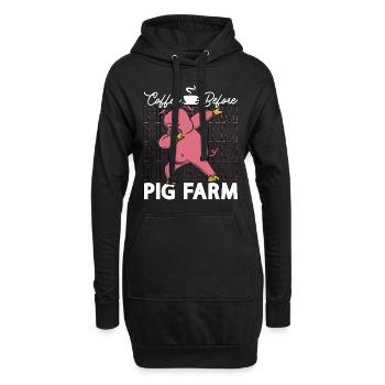 Café de fermier de porc avant que propriétaire de cochon amateur de café - Sweat-shirt à capuche long Femme - noir - Devant