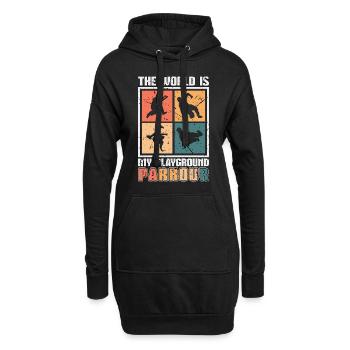 Parkour Le monde est mon terrain de jeu Retro Running - Sweat-shirt à capuche long Femme - noir - Devant