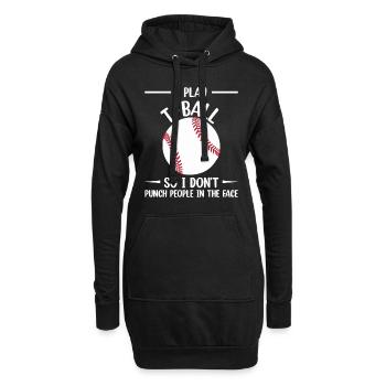 I play T-ball so I don't punch people in the face - Hoodie-Kleid - Schwarz - Vorne
