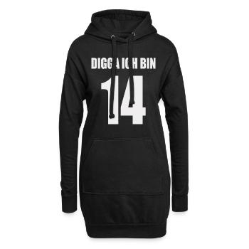 Digga ich bin 14 - Hoodie-Kleid - Schwarz - Vorne