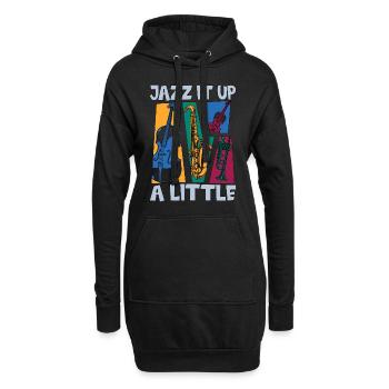 Musique Jazz Jazz It Up Un petit musicien de saxophone - Sweat-shirt à capuche long Femme - noir - Devant