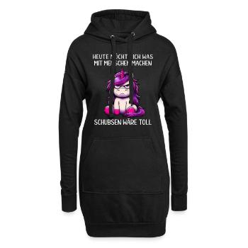 Heute möchte ich was mit Menschen machen - Hoodie-Kleid - Schwarz - Vorne