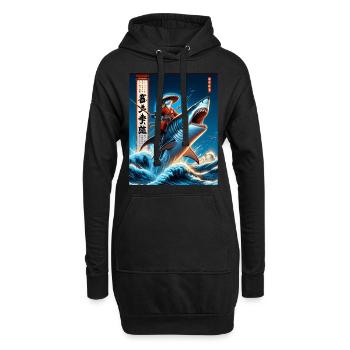 Requin pêcheur japonais vague Art pêche - Sweat-shirt à capuche long Femme - noir - Devant