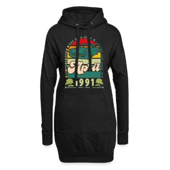 anniversaire avril 1991, Avril 1991, April 1991. - Sweat-shirt à capuche long Femme - noir - Devant