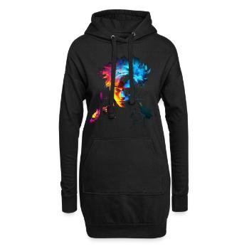 Anime Fantasy Kunst Männer Buntes Motiv Anime - Hoodie-Kleid - Schwarz - Vorne