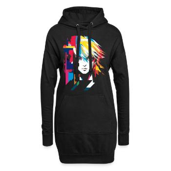 Anime Formes géométriques Art Graphique Femmes Port - Sweat-shirt à capuche long Femme - noir - Devant