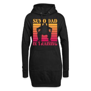 Papa sumo en formation - Sweat-shirt à capuche long Femme - noir - Devant