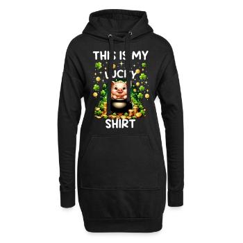 This Is My Lucky Shirt - Hoodie-Kleid - Schwarz - Vorne