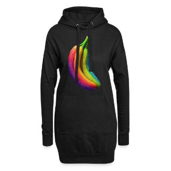 Banane Pixel Kunstwerk Obst Bunte Grafik Banane - Hoodie-Kleid - Schwarz - Vorne