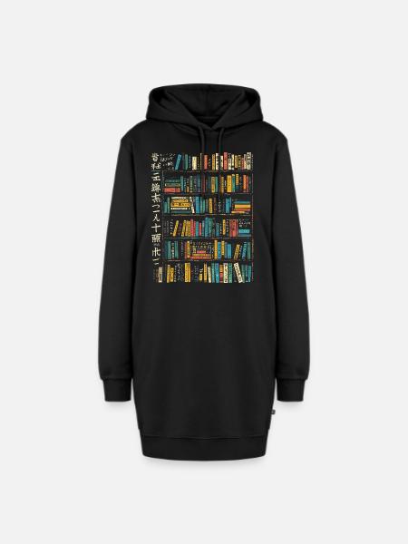 Buch Text Kunst Buntes Grafikmotiv Buch - Hoodie-Kleid - Schwarz