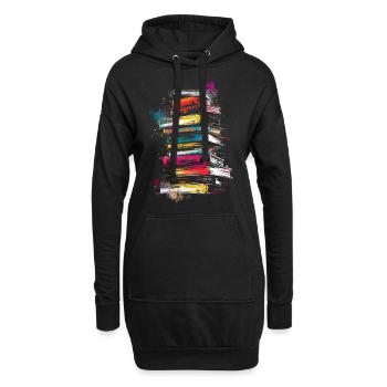Buch Malerei Kunst Illustration Grafik Kunstwerk B - Hoodie-Kleid - Schwarz - Vorne