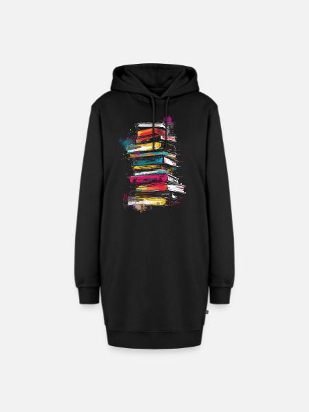 Buch Malerei Kunst Illustration Grafik Kunstwerk B - Hoodie-Kleid - Schwarz
