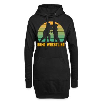 Lutte de sumo - Sweat-shirt à capuche long Femme - noir - Devant