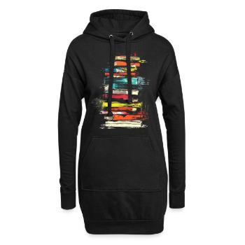 Livre Peinture Illustration Graphique Coloré - Sweat-shirt à capuche long Femme - noir - Devant