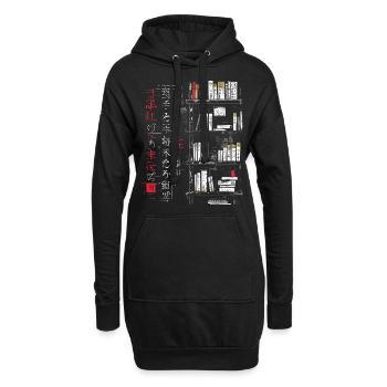 Livre Texte Dessin Illustration Graphique Motif Livre - Sweat-shirt à capuche long Femme - noir - Devant
