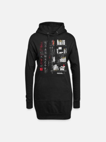 Buch Text Zeichnung Kunstwerk Grafik Motiv Buch - Hoodie-Kleid - Schwarz