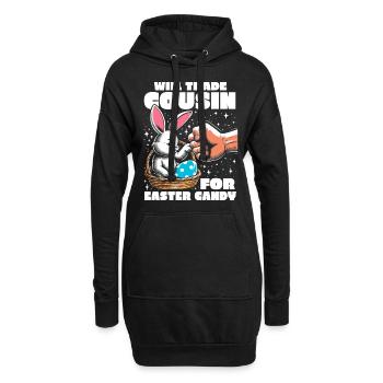 Échangera un cousin contre des bonbons de Pâques - Sweat-shirt à capuche long Femme - noir - Devant