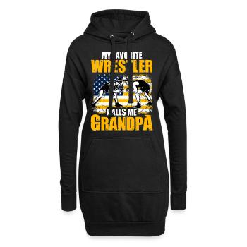 Mein Lieblings-Wrestler nennt mich Opa - Hoodie-Kleid - Schwarz - Vorne