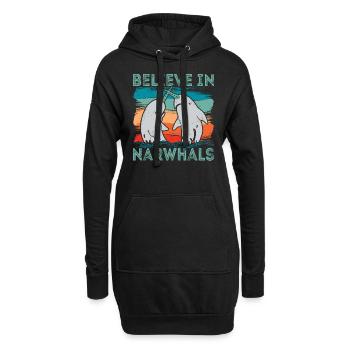 Croyez en l’amour du narval Animaux de baleine de mer - Sweat-shirt à capuche long Femme - noir - Devant