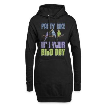 Perruche Faites la fête comme si c’était votre jour d’oiseau amoureux des animaux - Sweat-shirt à capuche long Femme - noir - Devant