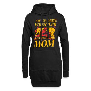 Mon lutteur préféré m’appelle maman - Sweat-shirt à capuche long Femme - noir - Devant