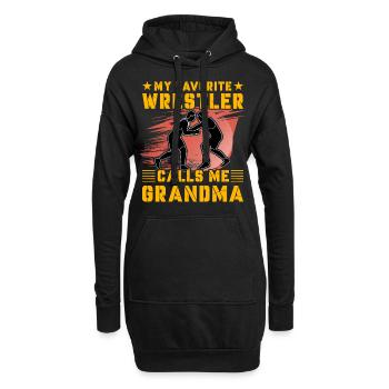 Mon lutteur préféré m’appelle grand-mère - Sweat-shirt à capuche long Femme - noir - Devant