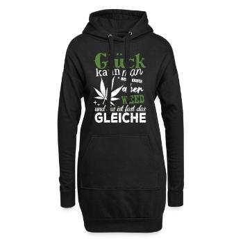 Glück kann man nicht kaufen - aber Weed - Hoodie-Kleid - Schwarz - Vorne