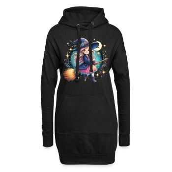Süße Hexe Zauberstab Hexenbesen - Hoodie-Kleid - Schwarz - Vorne