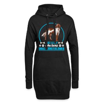 Junge der Kleiner Münsterländer liebt - Hoodie-Kleid - Schwarz - Vorne