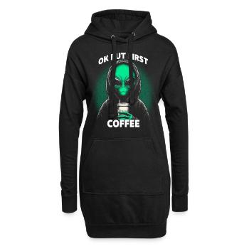 Ok But First Coffee - Hoodie-Kleid - Schwarz - Vorne