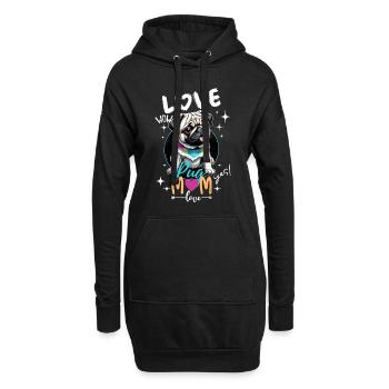 Mops Mama Liebe - Mops Mama Liebe - 2. Version - Hoodie-Kleid - Schwarz - Vorne