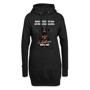 Was mit Menschen machen, schubsen wäre toll - Hoodie-Kleid - Schwarz - Vorne
